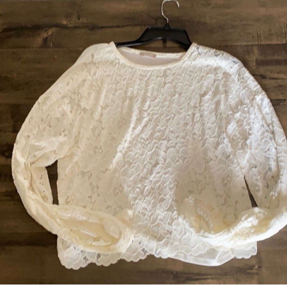 Pointelle long sleeve top